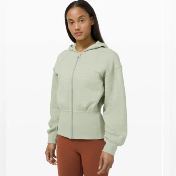 Lululemon Oversized Hugged-Waist Cotton Zip Hoodie size 10 in Green Fern - Picture 10 of 10